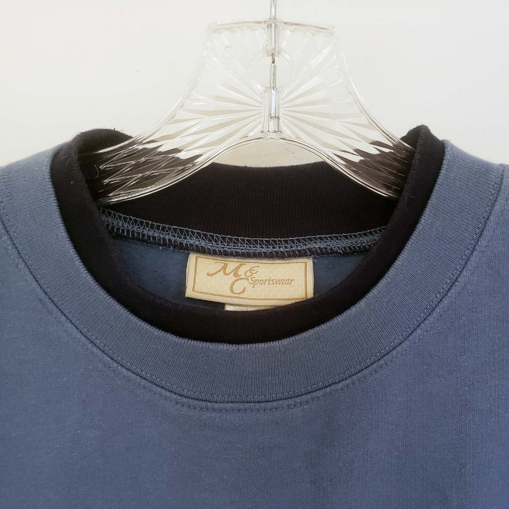 MC Sportswear Women's Slate Blue Embroidered Christmas Snow Happens Sweat Shirt - Picture 3 of 11